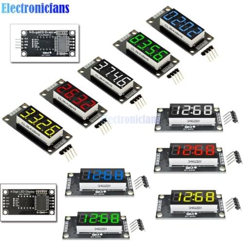 0.36" Inch LED Digital Display Module 4-Digit 7 Segment Time Clock Display Tube Driver Board I/O 5 Color DIY Kit for Arduino