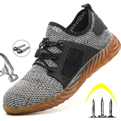 Anti-Puncture Sports Shoes Safety Work Boots Anti-Smashing Safety Shoes Non-Slip Wear-Resistant Steel Toe Cap Shoes Men