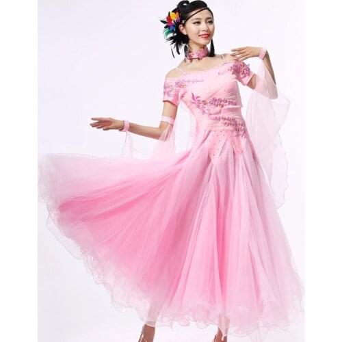 2017 New Lady Ballroom Dance Dresses For Sale Pink/White/Red Dance Ballroom Dress Standard Stage Costume Performance Womens