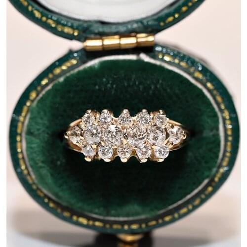Old Original Vintage 14k Gold Natural Diamond Decorated Pretty Strong Band Style Ring