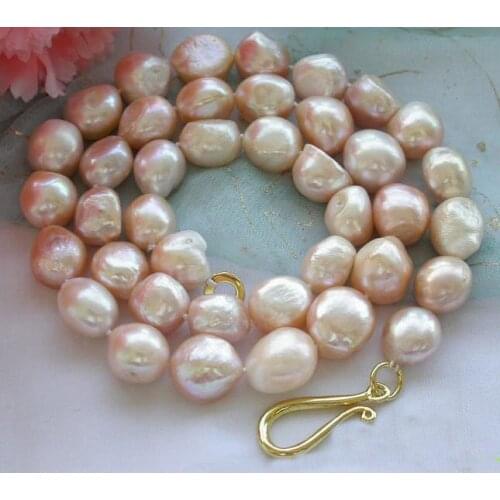 Freshwater Pearl Necklace,24inches 10-15mm Natural Pink Color Baroque Cultured Pearl Jewellery,New Free Shipping