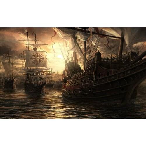 Pirate Ships on the High Seas Art print Silk poster Home Wall Decor