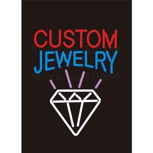 Custom NEON Sign Board Custom Jewelry GLASS Tube Bar Pub Club Display Store Shop diamond Light Signboard Signage Signs 17*14"