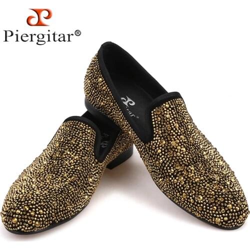 Luxury Evening Party Gold Crystals Mens Suede Crafted Slip-on Shoes The Focus of Floor Men Loafer for Wedding Prom and Banquet