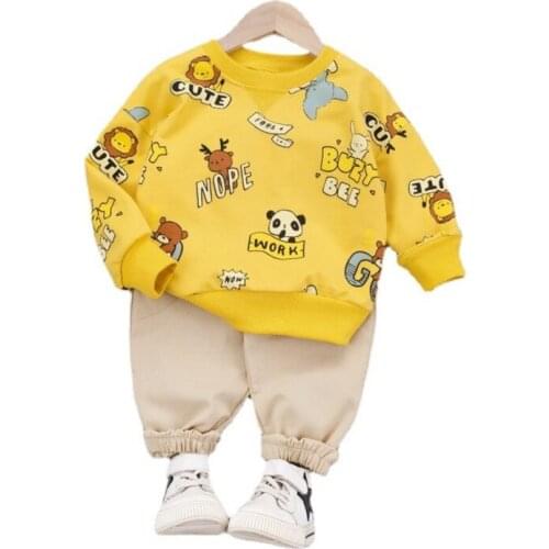 Spring Autumn New Children Baby Girls Cotton Clothes Boys Cartoon T-Shirt Pants 2Pcs/Sets Toddler Casual Costume Kids Sportswear