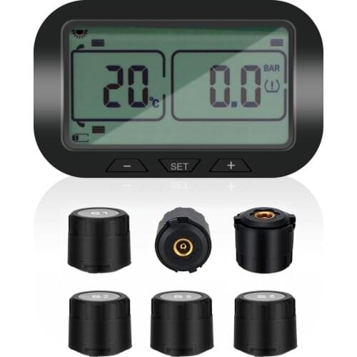 LEEPEE Tire Pressure Monitor System Tyre Pressure Monitor For Truck Bus Lorry With 4/6 External Sensor Solar TMPS LCD Display