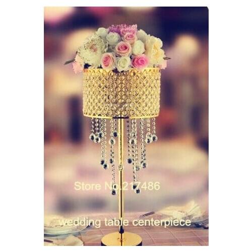 Tall Gold Plated Wedding Flower Stand Acrylic Table Centerpiece For Floristic Event Decoration Modern Decor senyu01153