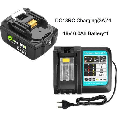 High quality 18V 6A Rechargeable Battery 6000mah Li-Ion Battery Replacement Power Tool Battery for MAKITA BL1880 BL1860 BL1830