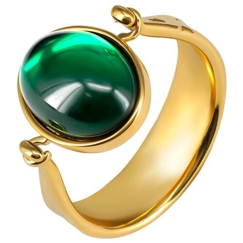 YUXINTOME 24K Gold-Plated /Silver Green Zircon Shiny Round Thick RIngs Women Rock Punk Classic Fashion Jewelry 2021 Wedding