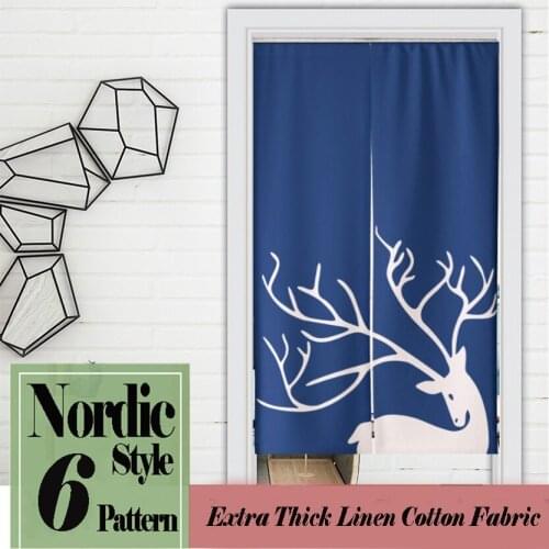 Door Curtain Japanese Linen Cotton Blackout Curtains For Bedroom Kitchen Dining Area Curtains Rod Customizable Picture Curtain