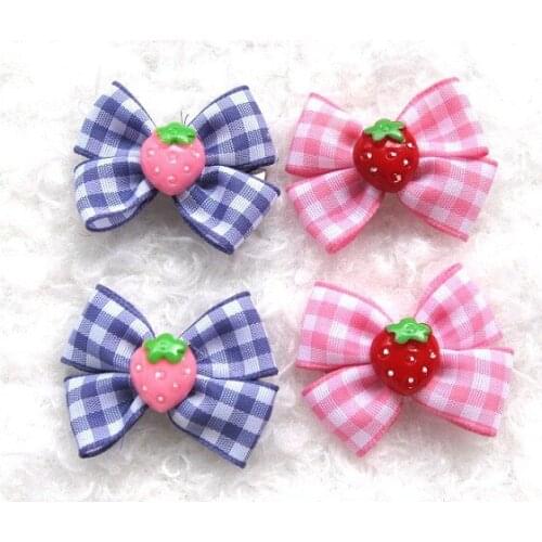 British wind pet hair clips Grid dog hair clips Strawberry pet headdress flower wholesale Pet supplies wholesale 50pc/lot