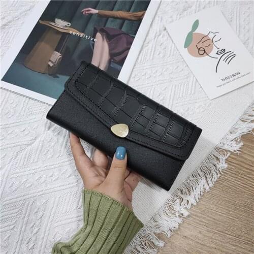 Wallet Womens Long Fashion Buckle Wallet Large-capacity Clutch