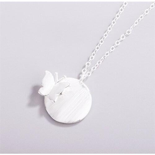 Sole Memory Mini Cute Butterfly Drawing 925 Sterling Silver Clavicle Chain Female Necklace SNE629