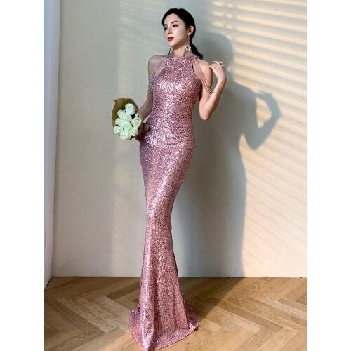 Partysix New summer Elegant Off Shoulder Beaded Sequin Evening Dress Women Sliver Party Bodycon Maxi Dress