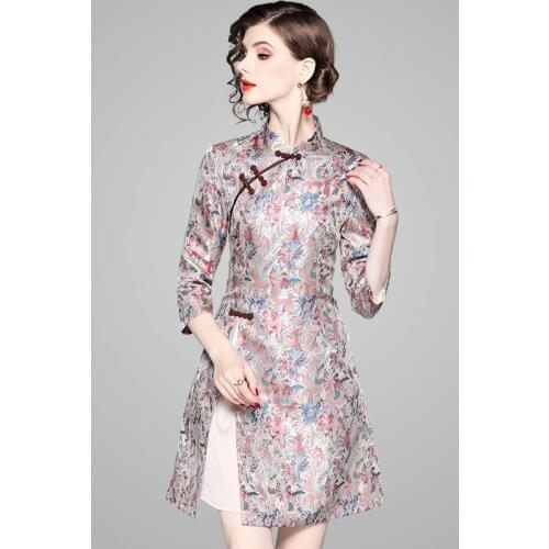 Women winter dress 2018 Chinese style streetwear oriental dress female ladies elegant womens dresses new arrival 2018 AA4221