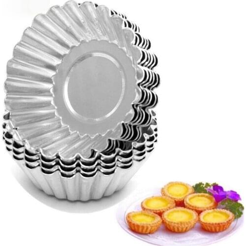 20pcs Nonstick Ripple Aluminum Alloy Egg Tart Mold Flower Shape Reusable Cupcake and Muffin Baking Cup Tartlets Pans Moulds Tool
