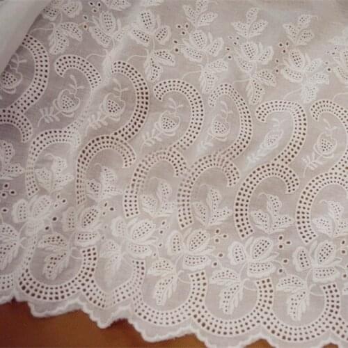 3 yard 47cm 18.5" wide ivory cotton fabric embroidery lace trim ribbon DM20055L4K762