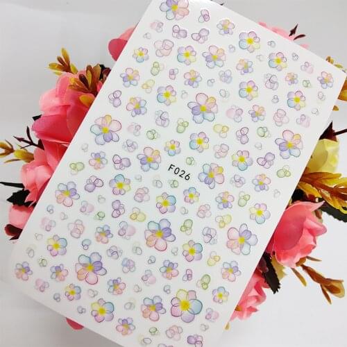 3D Nail Sticker Sliders Foil Designs Colorful Line Flowers Floret Nail Art Decoraciones Toenail Manicure Accesorios Tips