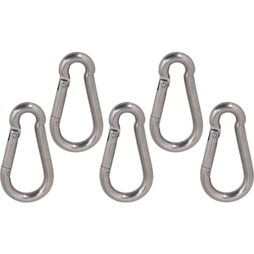 5pcs Heavy Duty Multifunctional 140mm Carabiner Clip M12 Snap Hook, 304 Stainless Steel Clip, Holds Up to 660 lb / 300 kg (Max)