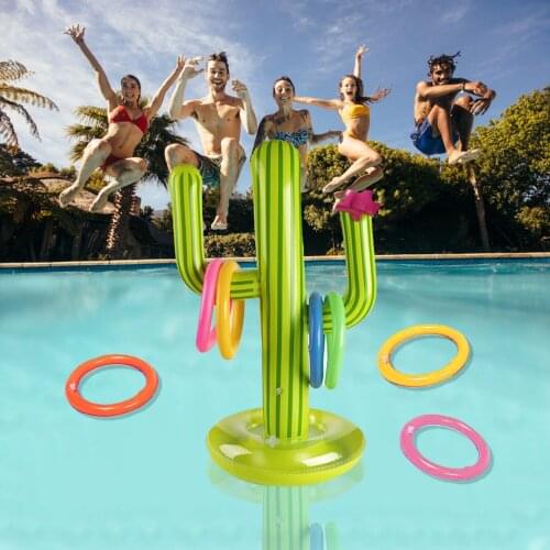 Outdoor Swimming Pool accessories Inflatable Cactus Ring Toss Game Set Floating Pool Toys Beach Party Supplies Party Bar Travel