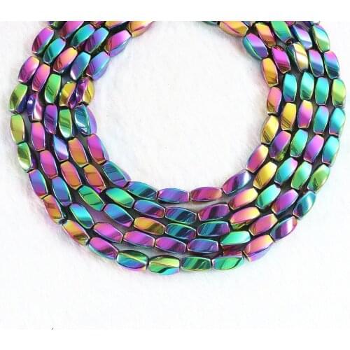Multicolored Magnetic Hematite Stone Natural 5X7mm 6X12mm Twist Shape Beads Loose Beads 15 Inches B185