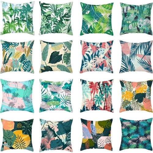 Tropical Leaf Cactus Monstera Cushion Cover Peach Skin Throw Pillows Covers for Sofa Home Decor Decorative Pillowcase 45*45cm/pc