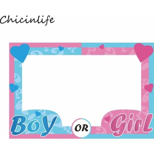 Chicinlife Boy or Girl Paper Photo Frame Gender Reveal Party Decoration Photo Booth Props Baby Shower Favor