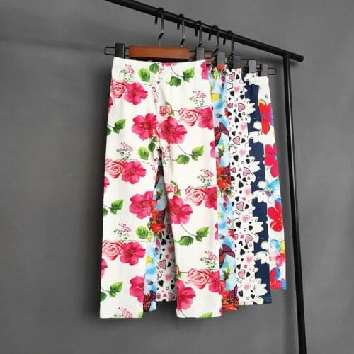 Baby Kids Pants Spring Summer Girls Floral Printed Pants Sweet Girl Casual Stretchy Skinny Leggings Children