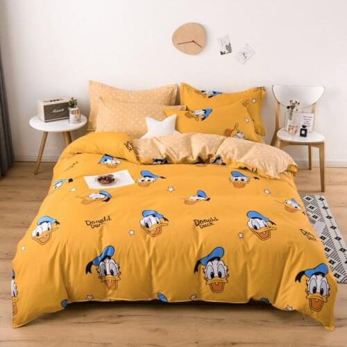 Disney Donald Duck Bedding Sets Bed Sheet Mickey Minnie Mouse Duver Quilt cover Pillowcases Soft Comforter cover Set King Queen
