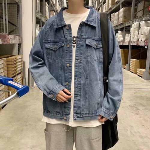 Retro Denim Jacket for Men Long sleeve Loose Wash Denim Outerwear Hip-hop Street Fashion Tops Denim Mens Clothes Spring Autumn
