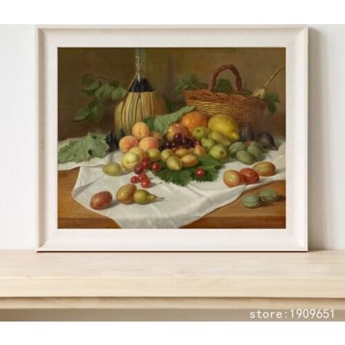 Cotton no frame classical still life fruit basket canvas printings oil painting printed on cotton wall art decoration pictures