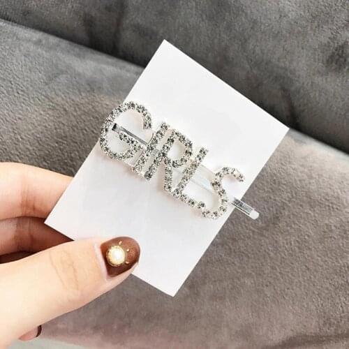 Spiritual Jewelry Crystal Hair Clip Hair Clip Handmade Hair Hairpin ,Trendy Lettering Hairpin,Silver diamond hair clip Girl Gift