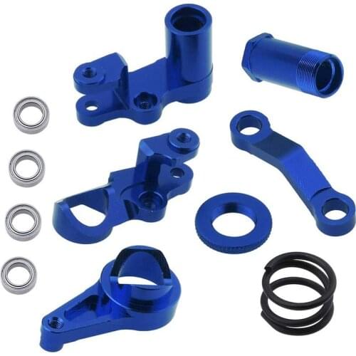 Quality Aluminum Steering Bellcranks and Servo Saver Set with Bearings for Traxxas 1/10 Slash 4X4 Hop-Up Upgrade Parts Navy Blue