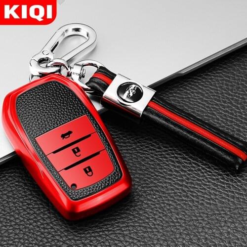 KIQI Car Key Case Cover Key Fob Chain for Toyota C-HR Rav4 Auris Avensis Prius Aygo Corolla Camry Land Cruiser 200 Prado Crown