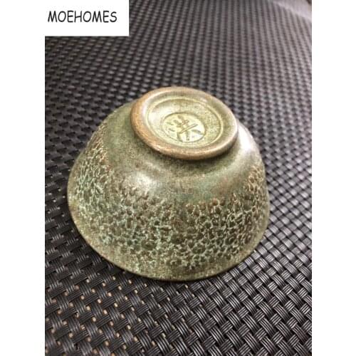 MOEHOMES 1pcs china Antique Old Copper bronze Carved flowers fo Statue Qing/Ming Dynasty Bowl cups tea wine cup