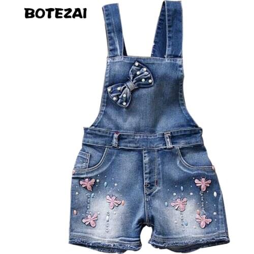 2020 Spring Summer US Style Girl Jumpsuit Cute Sweet Fashion Washed Jeans Denim Romper Jumpsuits Straps Short Pants Cowboy Blue