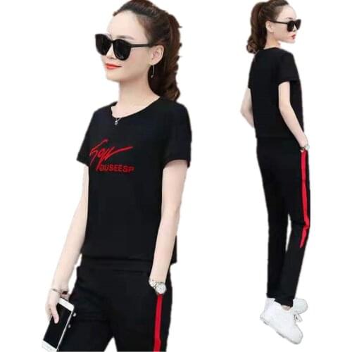 Youth clothing for women Sporting suit female Leisure 2 piece set summer Tracksuit printing Lady clothes set Trending Products