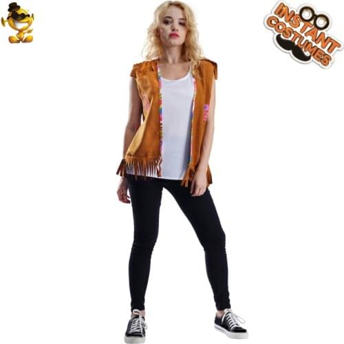 New Design Cosplay 60s70s80s Disco Hippie Costumes Carnival Halloween Party Fancy Dress Womens Hippie Vest