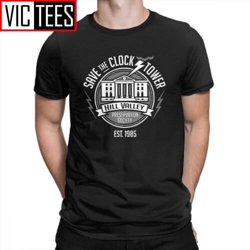 Back To The Future Save The Clock Tower Vintage T Shirt Men Clothes Print Tees Cotton Round Collar T-Shirts