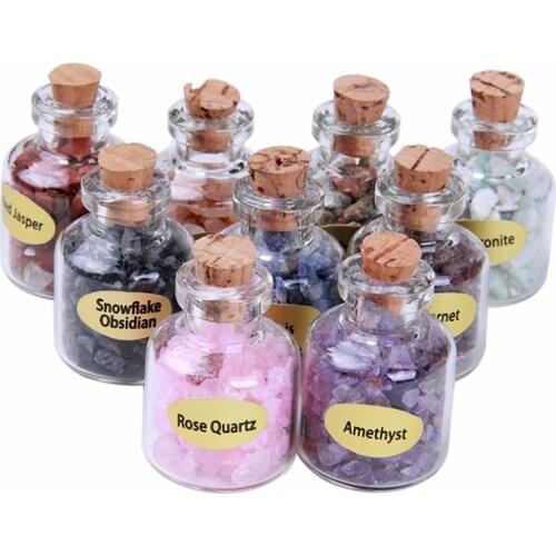 Small Natural Crystal Stone Gravel Wishing Bottles Mini Stones With A Box Healing Birthday Gift for friends