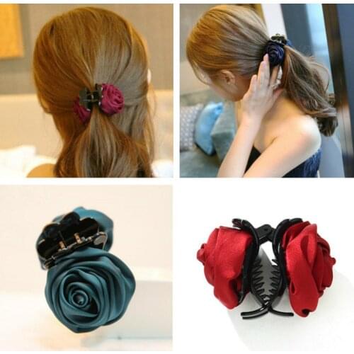 New Flocking Cloth Red Rose Flower Hair Clip Hairpin Headdress Hair Accessories Wedding Jewelry for Women 7 Colors Gift