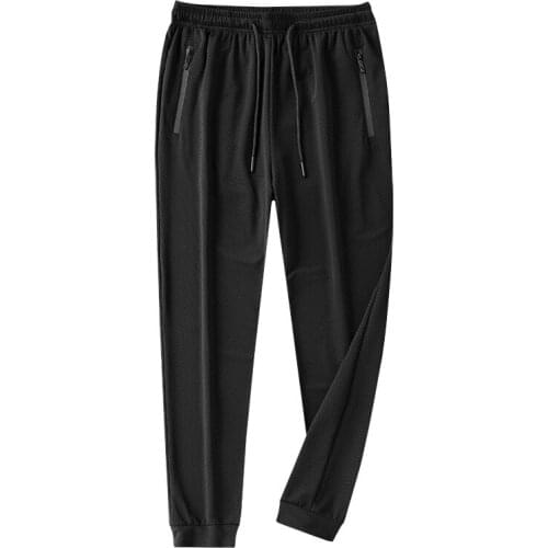 Summer 2020 new mens casual pants thin elastic fast dry pants loose air-conditioned pants nine-point leggings large size