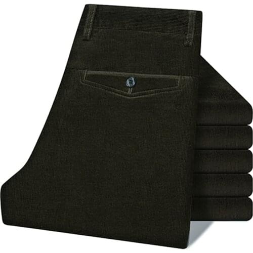 High Quality Thick MenS Corduroy Casual Pants Autumn Winter New Business Loose Stretch Straight Trousers 5-Color Brand Clothes