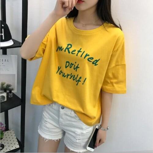 Casual Loose T-shirt Fashion T Shirt Woman Spring Summer Letters Print Short Sleeve O Neck Women Tops