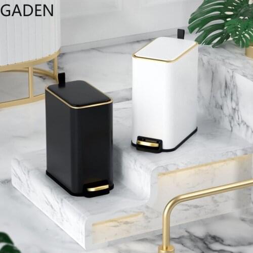 Rectangular Trash Can with Pedal-style Home Creative Bathroom Living Room Decorating Narrow Light Luxury Storage Bucket with Lid