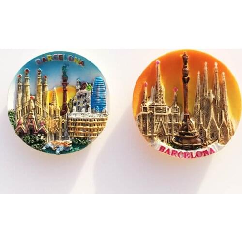 QIQIPP Spain Barcelona Sagrada Familia Columbus Memorial Tower Gundam Apartment Tourism Souvenir Crafts Refrigerator Magnet