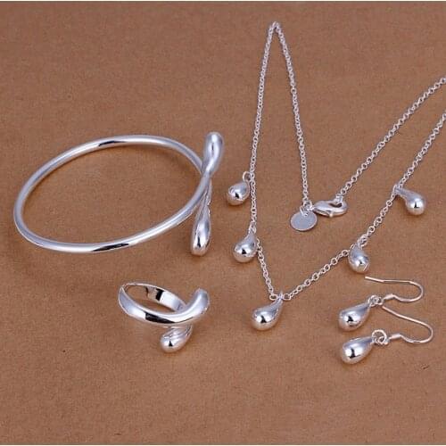 Wedding party , jewelry charm classic women necklace bangle Drop Earrings rings fashion Silver color jewelry sets S220