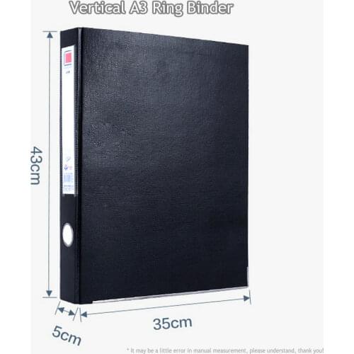 Vertical 4 Ring Binder Folder A3 Paper Organizer Document File Storage Transparent Sleeves A3 Clear Sheet Protector File Holder