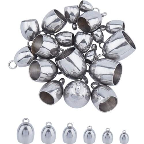 20pcs 3/4/5/6/8mm Stainless Steel Clasps Hooks Cords End Caps Cord For Jewelry Making Bracelet Necklace DIY Jewelry Findings