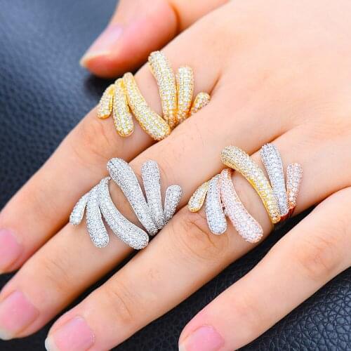 Blachette High Quality Unique Design Engagement Cubic Zircon Rings Jewelery with Crystal Fashion Jewelry For Women Wedding Party